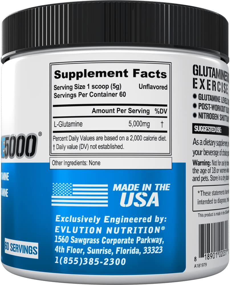 EVLution Nutrition  Ultra Pure Glutamine 5000