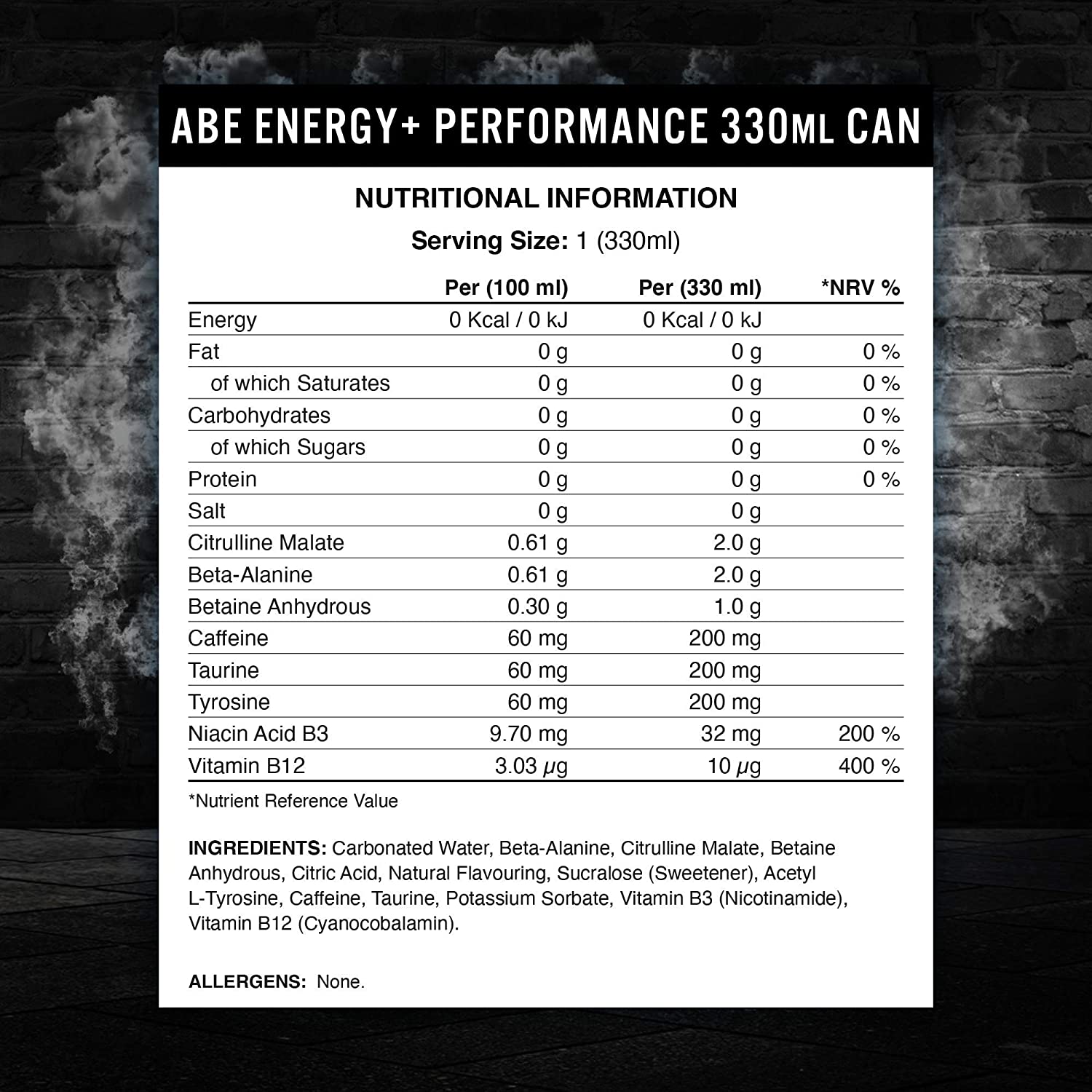 ABE Energy + Performance Cans, 24 Cans x 330ml