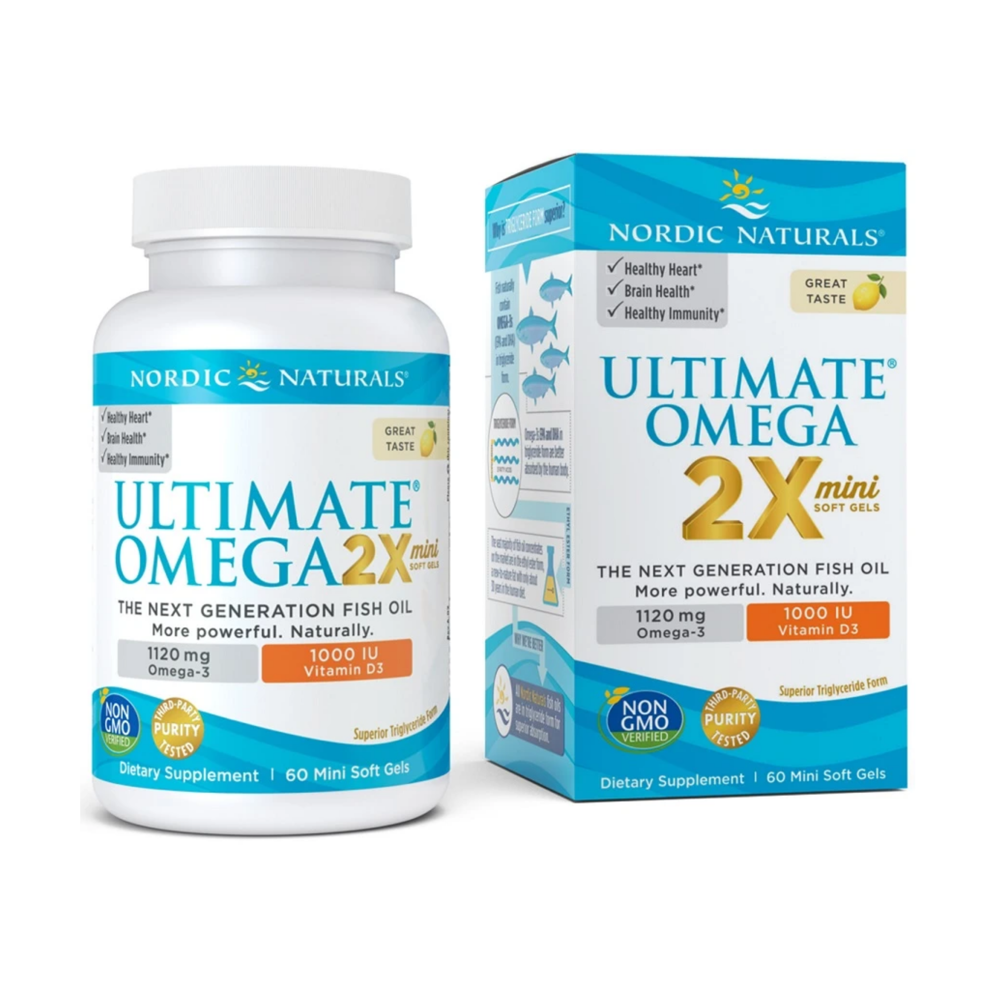 Nordic Naturals Ultimate Omega 2X Mini with Vitamin D3, 1120mg Lemon